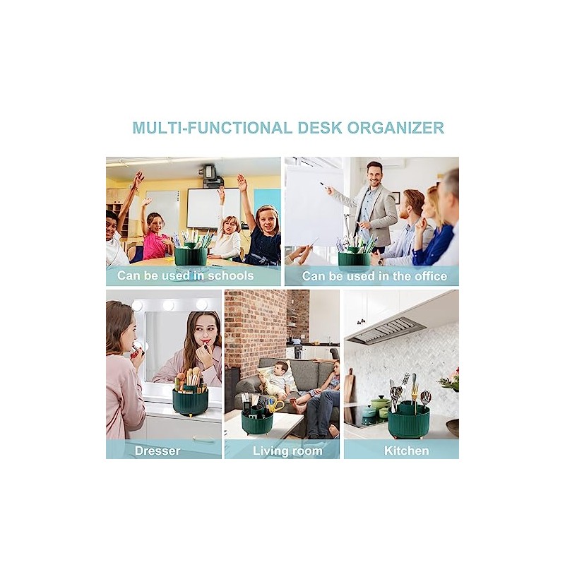 Cayxenful 360° Rotating Desk Organizer with 5 Compartments
