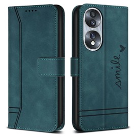Bravoday Honor 70 Case, PU Leather Flip Case with Card Slots, Kickstand & Magnetic Closure - Green