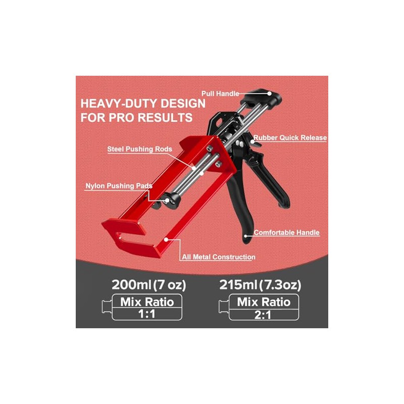 Epoxy Gun Dual Component 200ml – Manual 1:1 & 2:1
