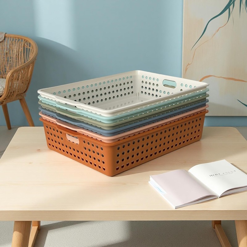 6 Pack Plastic Turn in Paper Trays for Classroom, Storage