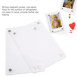 Acrylic Picture Frame, 3in Magnetic Clear Freestanding Acrylic Photo Frame Mini Magnet Photo Frame Transparent Photo Frame Refrigerator Sticker,for Instax Mini
