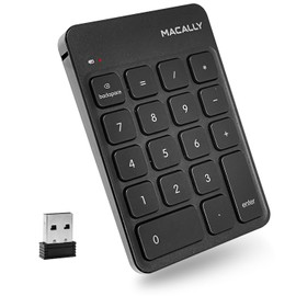 Macally Teclado Numérico Inalámbrico 2.4G - Teclado Inalámbrico 18 Teclas - Receptor USB y Recargable - Teclado numérico para computadora PC o Laptop - Teclado Numérico para Mac iMac MacBook Windows