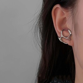 Sttiafay Boho Irregular Ear Cuff Earrings Geometric Cuff Wrap Earrings Liquid Metal Cuff Earrings Statement Irregular Hoop Earrings No Piercing Earring Jewelry for Women