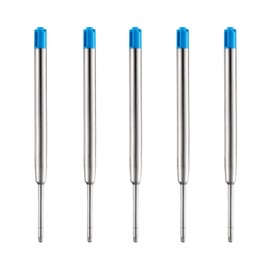 DunBong Replaceable Ballpoint Pen Refills, Blue Ink Refill Pack of 5, Medium Point Metal Refill (Blue)