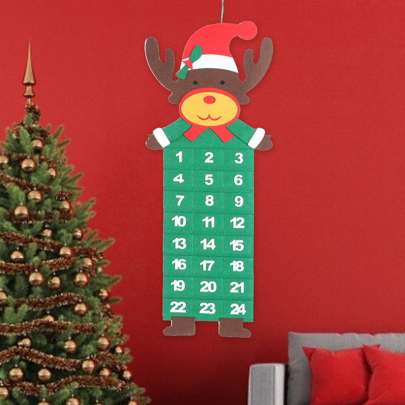 Christmas Themed Cute Felt Countdown Calendar Xmas Home Hanging DecorationElk