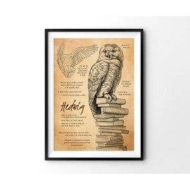 Hedwig Poster, HP Poster, HP Wall Hanging, HP Owl Poster, Potterhead Home Decor, HP Wall Decor, Wizard World Poster - Size: 12x18 inches