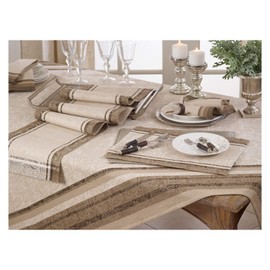 Natural Beige Paisley Tablecloth, 70"x104" Oblong (1 Piece), 100% Cotton