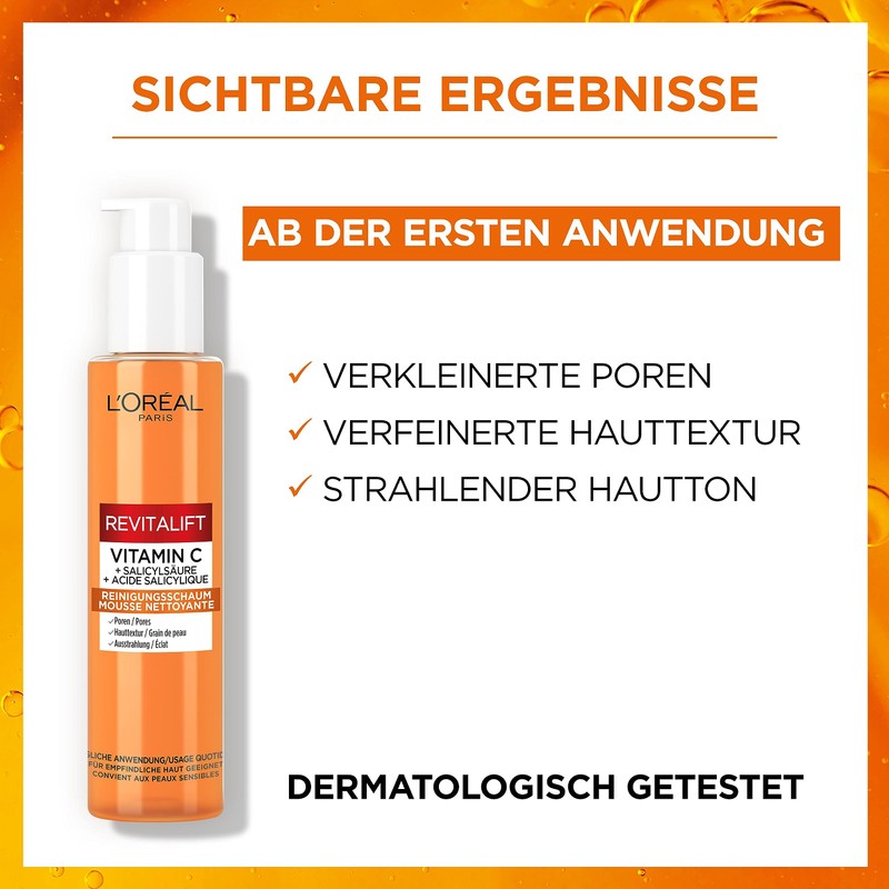L'Oréal Paris Vitamin C Cleansing Foam, for Cleansed and Fresh