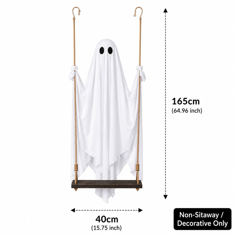 Large Hanging Swing Ghost for Halloween – Light-Up Flying Ghost