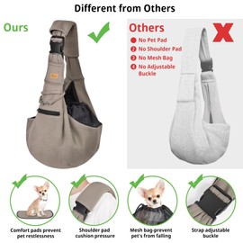 CUBY Tragetücher Hunde Kleine Hunde Katze Sling Pet Tragetuch Single Schulter Pet Bag für Reisen Hundetragebeutel mit Fußpolster für Haustiere (Verstellbarer Schultergurt, Braun)