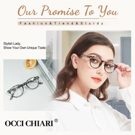 OCCI CHIARI Reading Glasses for Round Face Women Lightweight Eye Glasses Designer Readers 2.5(1.0 1.25 1.5 1.75 2.0 2.25 2.5 2.75 3.0 3.5 4.0 5.0 6.0)
