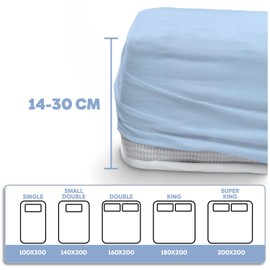 EVE Textile® Fitted Sheet Set of 1 140 x 200 cm Light Blue; Fitted Sheet Fitted Sheet; Jersey Sheet for Box Spring Bed and Mattress; Washable up to 60 Degrees; Soft and Allergy Sufferers