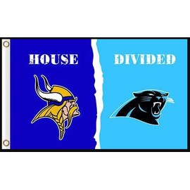 CUSTOM FLAGS Carolina Panthers vs Minnesota Vikings House Divided Flag 3x5 FT Football Flag