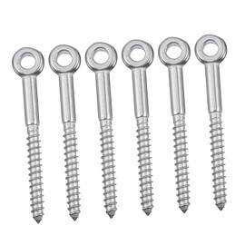 FUNOMOCYA 6Pcs Heavy Duty Eye Bolts Self Tapping Screws for Secure Hanging Stainless Steel Design for Indoor Outdoor Use for Christmas Lights Pictures and Chains