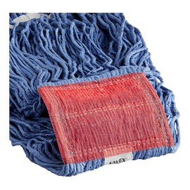 Cotton Loop-End Wet Mop Head, 16 oz, Blue, 5" Headband, 12/Case