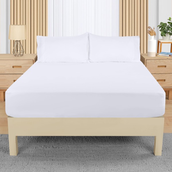 Utopia Bedding Double Fitted Sheet with 2 Pillow Cases (50x75cm),