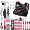 144-Piece Pink Tool Kit Basic Home Repair Tool Set General