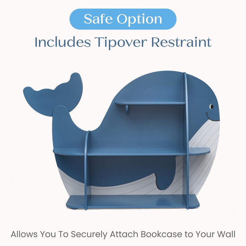 Delta Children Whale Bookcase - Greenguard Gold Certified, Blue