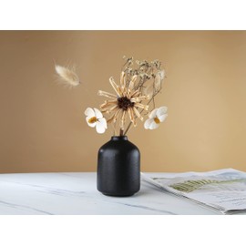 Jarrón de cerámica – Jarrón pequeño, moderno y minimalista de cerámica, jarrón de flores secas, decoración del hogar, arreglo floral decorativo, accesorios de disparo (negro)