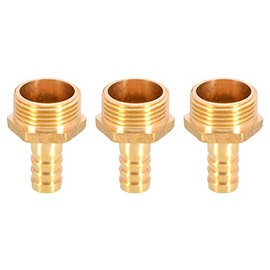 Brass Barbed Connector 12mm to 3/4" Male BSP Threaded Pipe Adapter (Pack of 3)