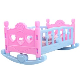 Toyvian Baby Doll Crib Baby Doll Bed Toy Baby Doll Bed Doll Furniture Plastic and Cloth Doll Crib Girls Pretend Play Doll Bed Toy Doll Crib Kids Toy Birthday Gift(Blue)
