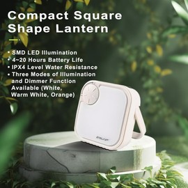 Compact Square Shape Camping Light Battery Powered Lantern for Power Outage Night Light and Outdoor Activity Dimmable Light with Three Illumination Modes IPX4Portable Camping Lantern