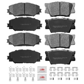 ACB ZONE Front and Rear Disc Brake Pads Set Ceramic w/Hardware Replacement for 2006 2007 2008 2009 2010 2011 2012 Toyota Rav4 2013 2014 2015 2016 2017 2018 Rav4 LE 2010-2012 Lexus Hs250H