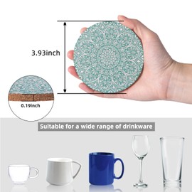 STARUBY Pack of 12 Cork Coasters, Cork Coasters for Drinks, Coasters for Coffee Table, Absorbent Coasters for Kitchen and Dining Room Decoration, Round, 10 cm in Diameter, Blume2