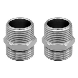 Fitvell Stainless Steel Garden Hose Adapter 3/4" GHT Male X 3/4" NPT Male Garden Hose Thread to Pipe Thread Convert Fitting Connector (Pack of 2)