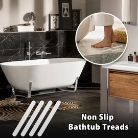 Coufce Bathtub Stickers Non Slip, White Anti Slip Shower Strips Tubs Safety Shower Treads, Adhesive Sticker for Bathroom Bathtub, Shower Floor, Ladders with Scraper (24Pcs)