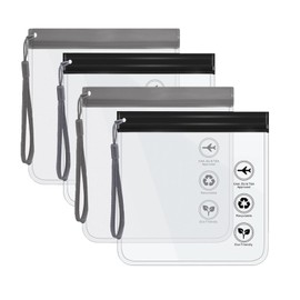 Airport Approved Transparent Toiletry Bag, Toiletry Bag with Handle with Zip, Leak-Proof, Clear Travel Cosmetic Bag, Black and Grey, Pack of 4, 20 x 20 cm, Transparent, black, grey, Unisex