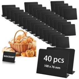 JMIATRY Pack of 40 Small Chalkboards for Labelling, 100 x 76 mm, Buffet Signs, Mini Boards for Labelling, Reserved Signs Catering for Prices, Weddings, Parties, Bakeries