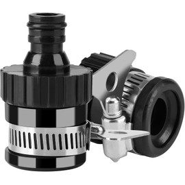 2 PCS Hose Tap Connector, Garden Hose Quick Coupling Adapter, Universal Faucet Adapter, Faucet Quick Couplings, Indoor Outdoor Tap Hose Fittings, Hose Adapter for Gardening Car Wash Cleaning (2, BK)