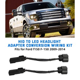 HID to LED Headlight Conversion Wiring Kit Headlight Adapter Harness 1 Set (Pack of 2), Fit for Ford F-150 2009-2014 Plug and Play