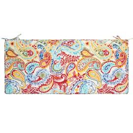 FUNHOME Outdoor Bench Cushion 48 x18 inch,Waterproof Portable Seat Cushion,Foam Insert with Handle&Ties,Zipper Closure Bench Pillow Pads for Patio Swing Porch Garden Furniture(Phoenix)