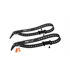 Gear Tightener Set 66 cm - Load Attachment on Bicycle for Large Parts - Two Aluminium Holders Including Screws + Two Fixplus Tensioning Straps 66 cm Length (Black) and Two Strapkeepers (Orange)