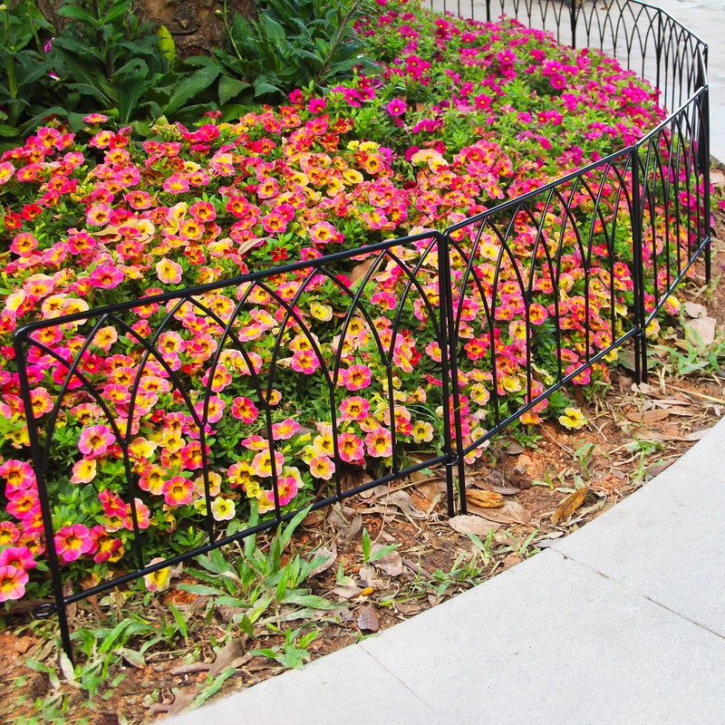 SCENDOR 5 Pack Decorative Fence Metal Garden Fence 16in x