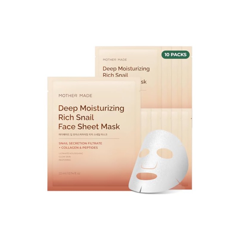 mothermade® Deep Moisturizing Rich Snail Facial Mask 10 individually packaged