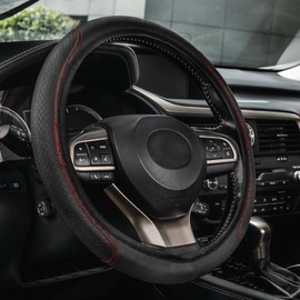 XUKEY 15''/38cm Steering Wheel Cover Universal Black Leather Anti-slip Car Accessories
