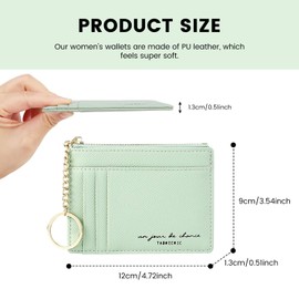 Women's Genuine Leather Purse, Small Wallet, Smooth and Soft Synthetic Leather, Mini Short Purse, Women Leather with Zip Wallet, Green, Green, Classic