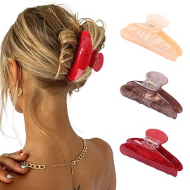 HAIMEIKANG 3 Pcs Acrylic Hair Claw Clips for Women, 4 Inch Large Marble Claw Clips for Thick Thin Hair