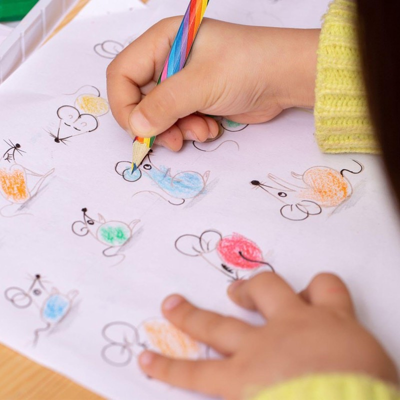 WUFGWBD 28 Pieces Rainbow Pencils, Triangular Pole Rainbow Pencils, Hexagonal