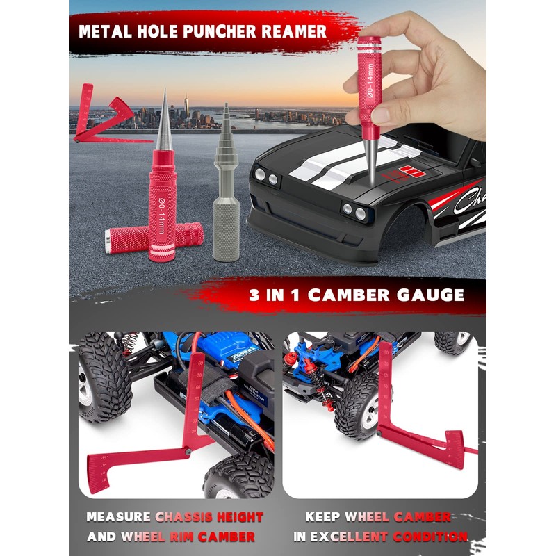 RC Tool Kit Screwdriver Set (Flat, Phillips, Hex) Metal Holder,