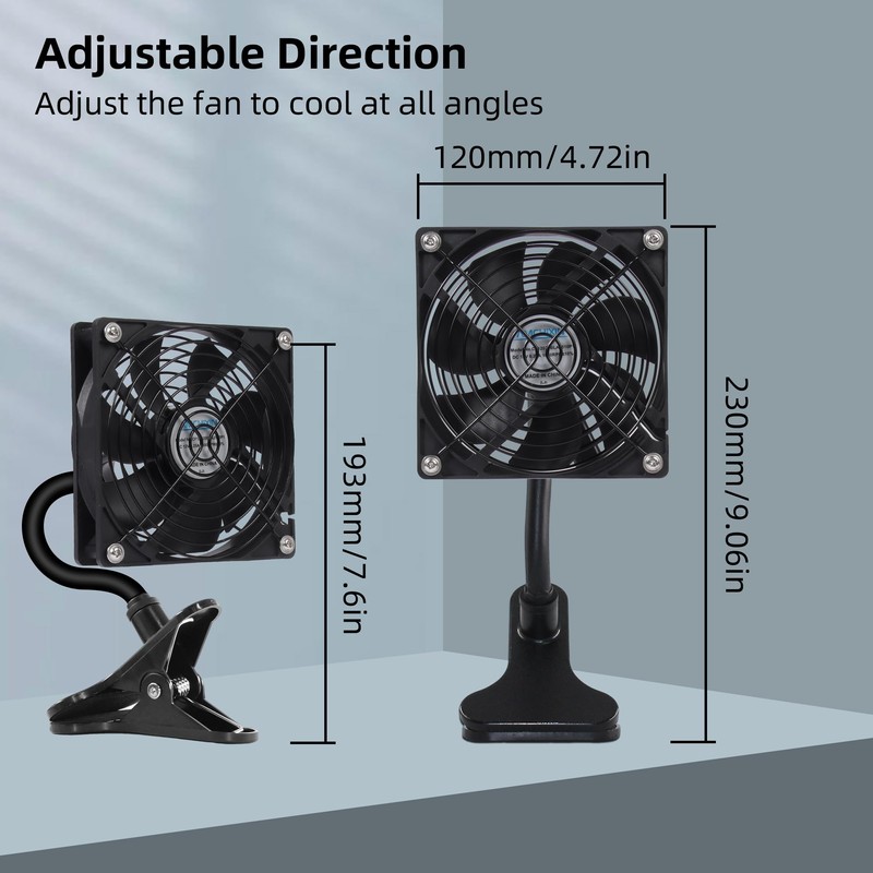 4.72" Clip on Fan Clamp Cooling Fan with On/Off Switch