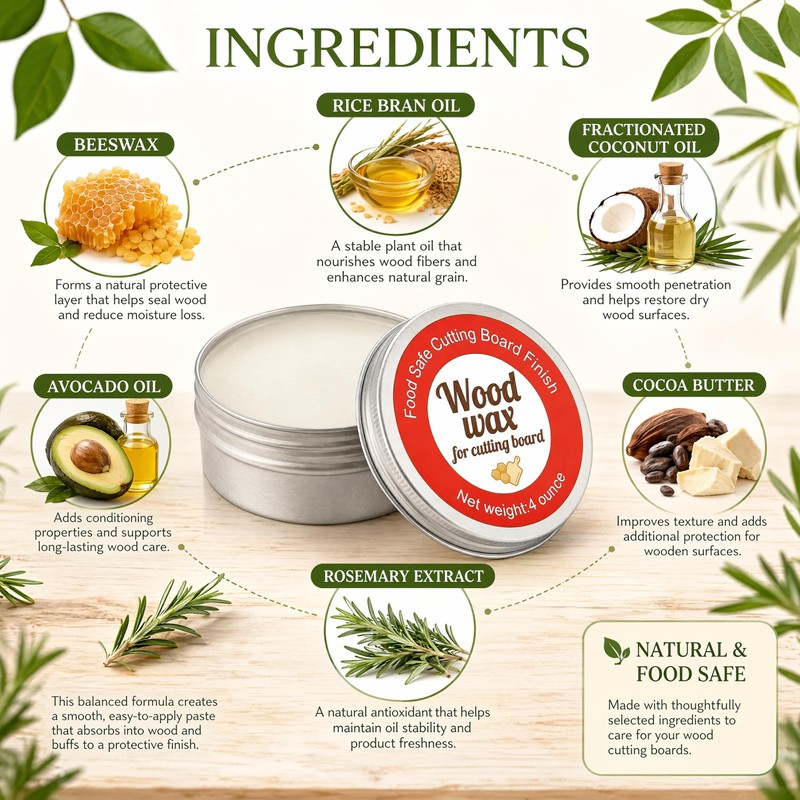 Cutting Board Wax Wood Butter Mineral Oil Beeswax 4 OZ