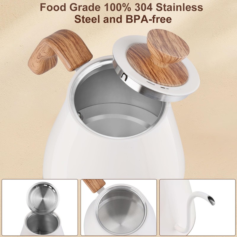 YDDZZM Gooseneck Electric Kettle, Intelligent Temperature Control, Stainless Steel Inner,