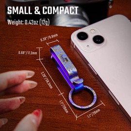 KeyUnity KM00 Titanium Belt Loop Keychain Clip Double Side Quick Release Key Holder with Detachable Key Ring (Purple Gold)