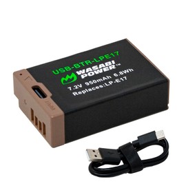 Wasabi Power USB Battery (Ginger Series) LP-E17 for Canon LP-E17 and Canon EOS R8, R50, R10, EOS RP, EOS M6 Mark II, M6, M5, M3, EOS Rebel T8i, T7i, T6i, EOS Rebel SL3, EOS 77D