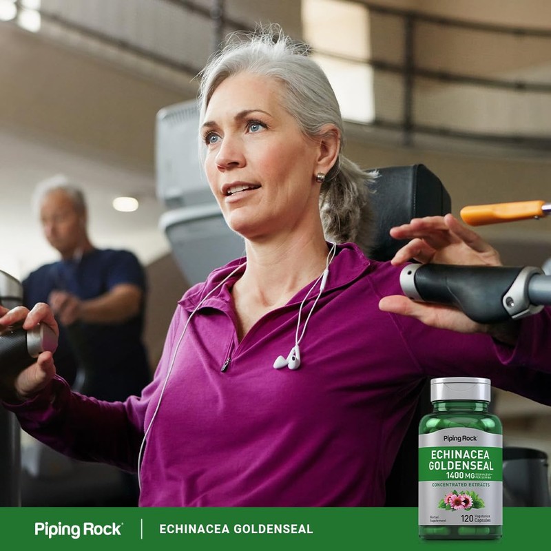 Piping Rock Echinacea Goldenseal Capsules | 1400mg | 120 Vegetarian
