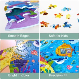 Kids Animal Puzzles for Kids 6-8, 8-10, 136 Piece Sea Turtle Jigsaw Puzzles for Children Age 6-10, Learning Puzzle Toys for Boys Girls Kids Birthday Gifts
